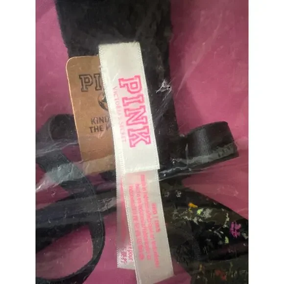 NWT Women's Victoria Secret Pink Black Floral Wear Everywhere Push Up Bra sz 38D - Picture 4 of 5